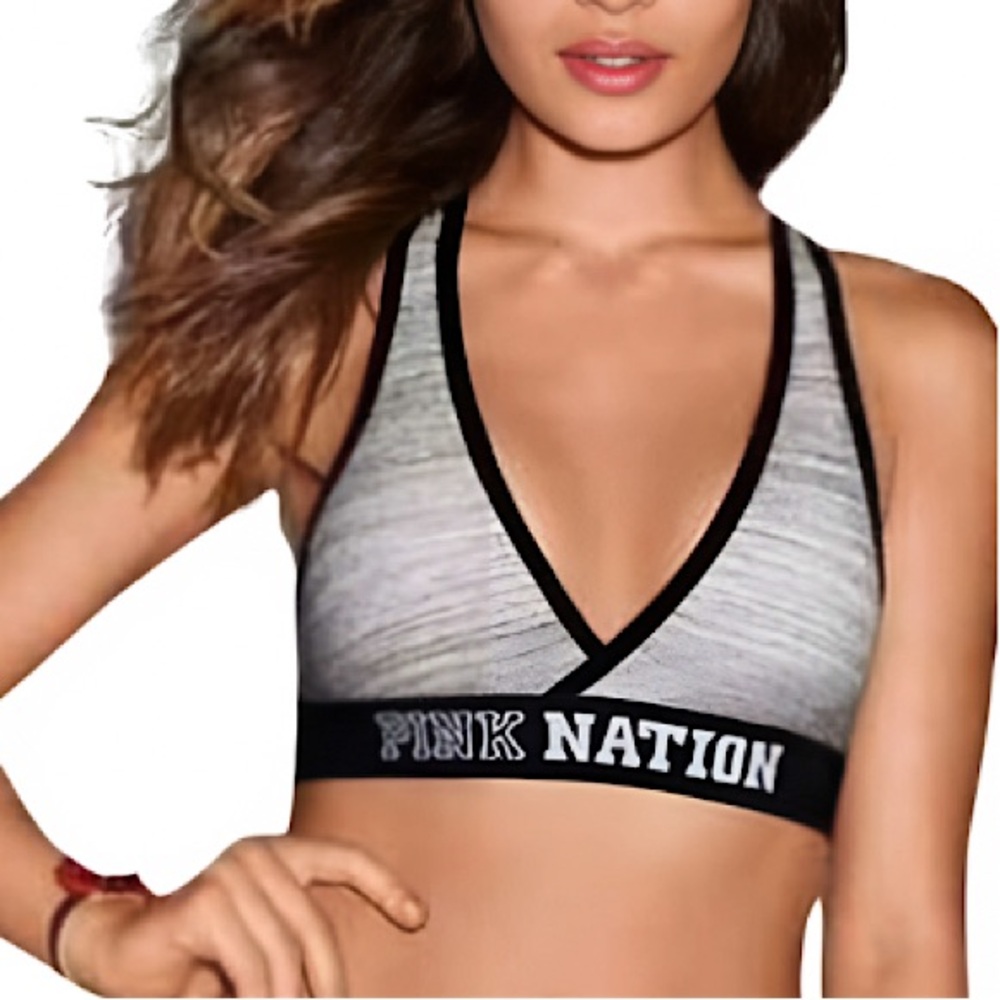 Victoria’s Secret PINK Nation Crop Unlined Bralette Top Size Small Heather Gray